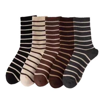 美拉德风袜子女春秋纯棉中筒袜