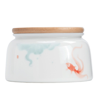 南山先生 素锦莲华茶叶罐陶瓷密封罐子便携茶叶储存罐茶叶盒小号