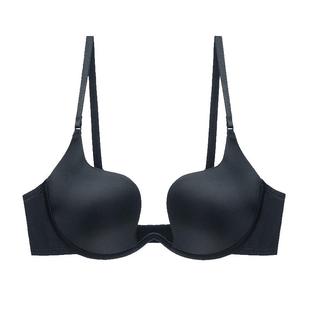 大露背美背内衣女大码u型性感低胸半杯深v挂脖小胸显大聚拢文胸罩
