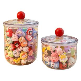 萌粒展示盒食玩收纳罐泡泡玛特小摆件玩偶迷你公仔玩具透明防尘罐