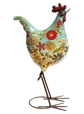 复古铁艺印花公鸡装饰摆件