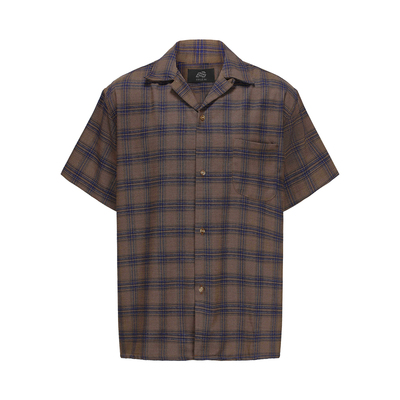 E86LAB复古格子宽松短袖衬衫