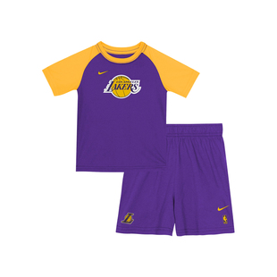 NBA官方Nike中童湖人秋季短袖经典潮流T恤套装儿童套装
