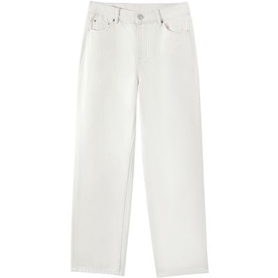 有兰简约直筒白牛仔裤