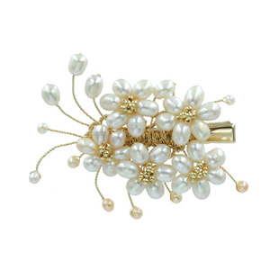 配旗袍的发夹2025新款高端气质温柔花花鸭嘴夹天然珍珠耳边夹发卡