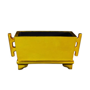 欧斯特全鎏金戟耳马槽炉室内家用双耳熏香炉桌面盘香炉摆件