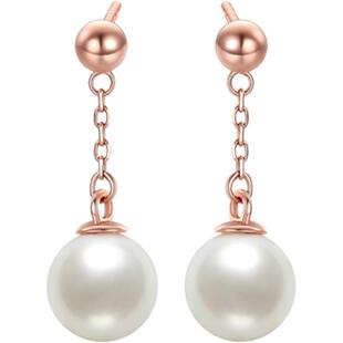 潮宏基 圆漾系列-韵律 18K金珍珠耳钉玫瑰彩金红黄耳环优雅气质女