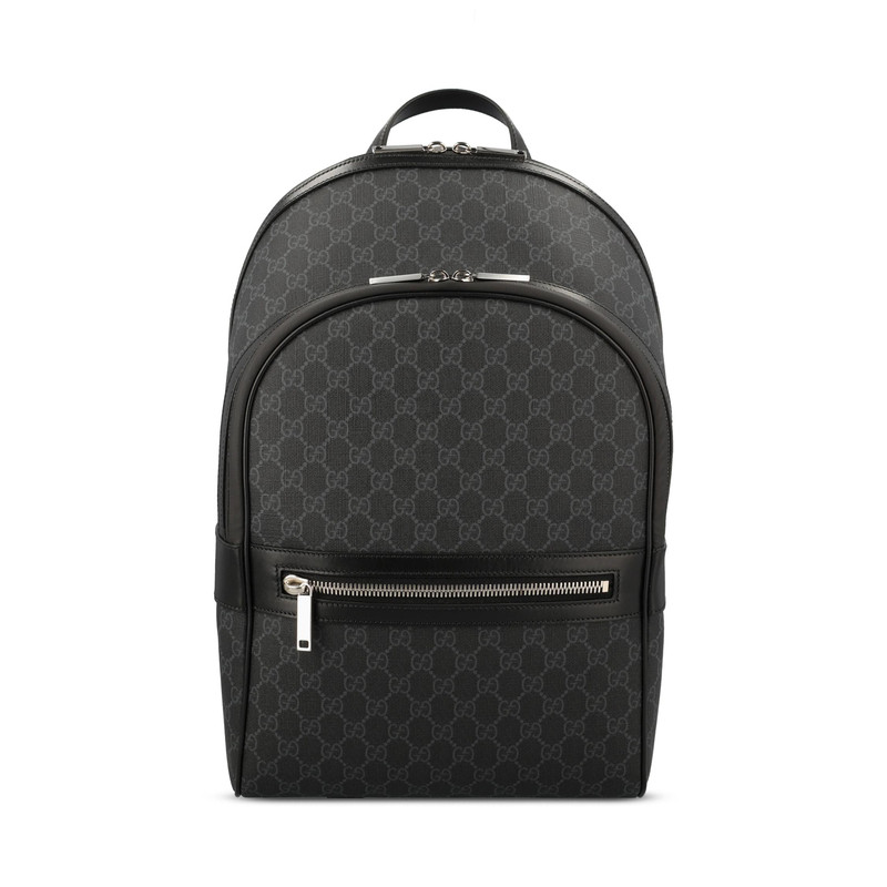 GUCCI 古驰 男士 黑色中号老花帆布双肩包 26早春新款 意大利代购