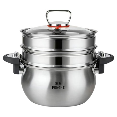 烹科不锈钢微压汤锅7L不挑灶炖锅