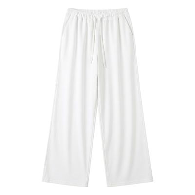 Solid color rope loose straight long pants纯色抽绳直筒阔腿裤