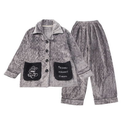 男童秋冬款珊瑚绒睡衣套装