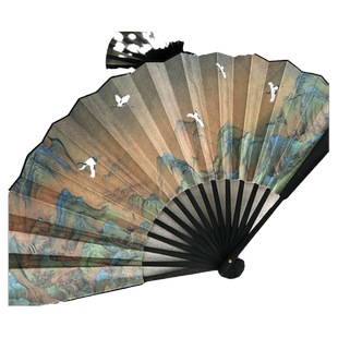 千里江山图扇子中国风男女式绢布折扇汉服夏季古风礼品扇子定制