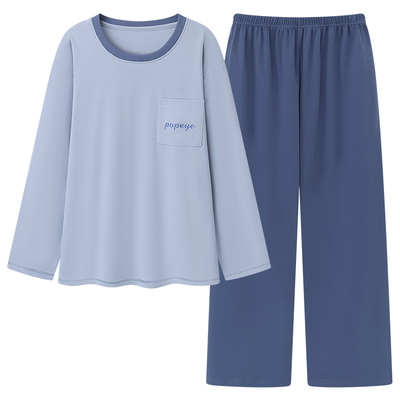 纯棉睡衣家居服可外穿长袖长裤男