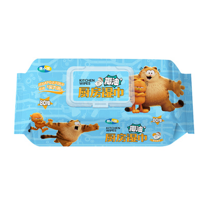 加菲猫厨房湿巾80抽强力去油去污