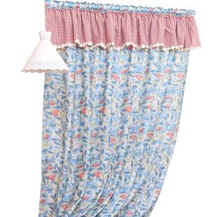 客厅窗帘棉麻美式遮光轻奢卧室大气复古田园荔枝飘窗打孔成品窗帘