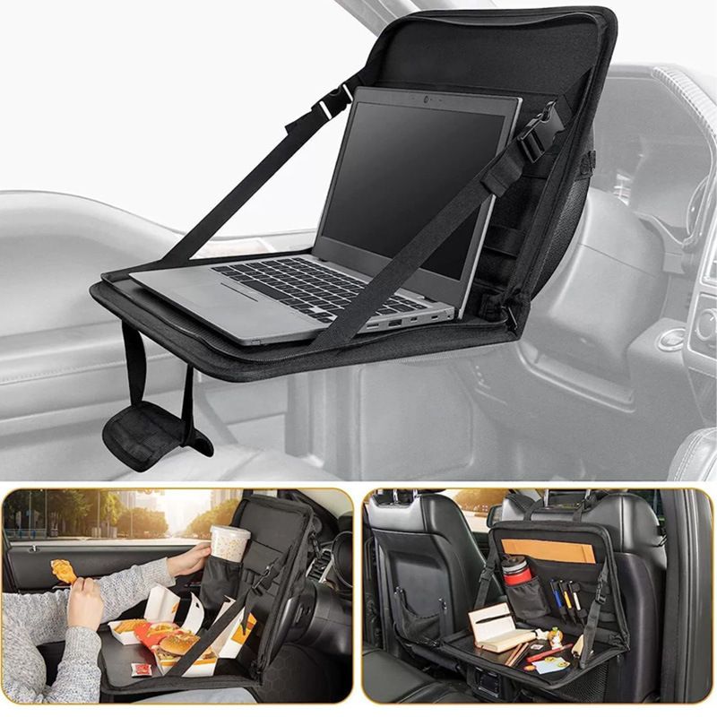 车载餐桌盘椅背折叠板置物袋汽车方向盘小桌板收纳袋便携式电脑包