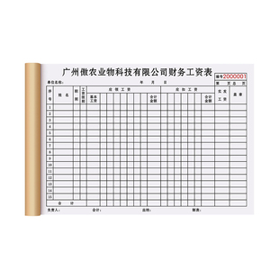 【财务专用工资表】会计部薪资发放单公司员工薪水领款条办公室预支记录本借支付款凭证现金票据出纳收款收据