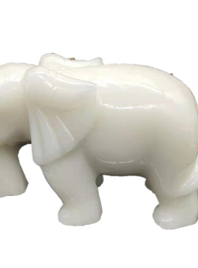 天然阿富汗白玉大象摆件象家居吸水玉石象客厅玄关办公室玉象一对
