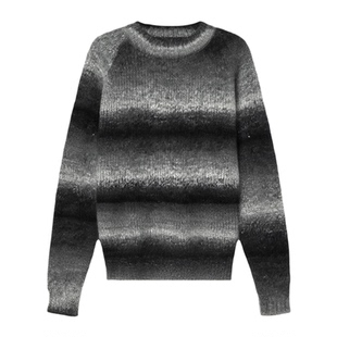 EVAOUXIU【新品】绵羊毛毛衣慵懒高级感亮片条纹毛衣宽松显瘦上衣