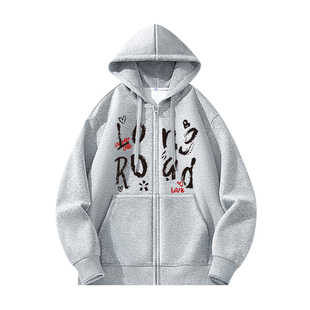 TF家族陈奕恒同款衣服开衫拉链连帽卫衣美式字母印花休闲加绒外套