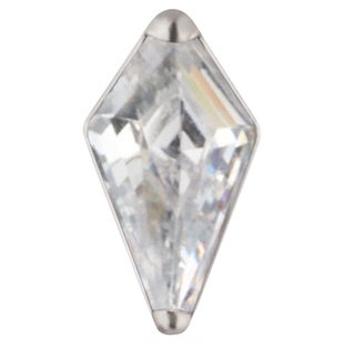 菱形水晶冰锥耳钉16/18g螺纹端植入级钛合金防过敏大方设计感耳骨