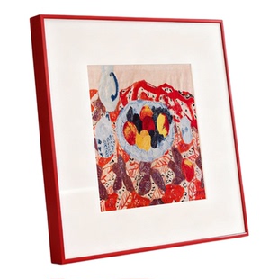 铝合金正方形画框白色细窄边相框挂墙红色金属框架高级感挂画框