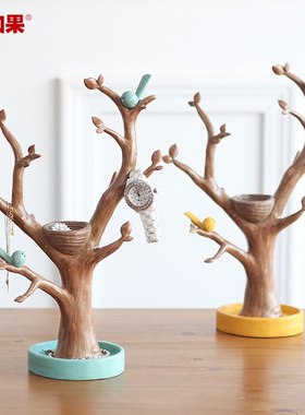 美式树枝小鸟首饰架摆件卧室家居装饰品创意摆饰钥匙收纳招财摆设