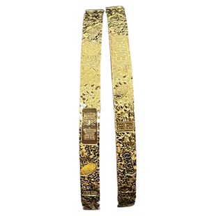 新款CNC沙金碎冰冰暴富吉言招财手镯女士仿金镯子实心手环古法饰