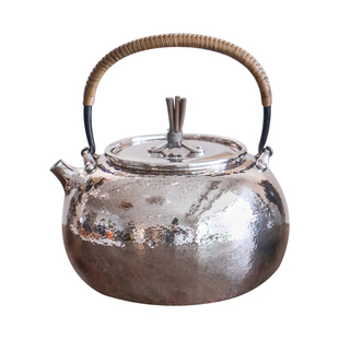 纯银时代日式真锅静良足银999烧水壶茶炉煮泡茶壶锤纹一张打760ml