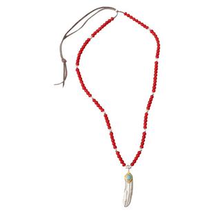 三沐高桥吾郎纯银罗志祥同款松石羽毛进口琉璃项链套链潮男女款