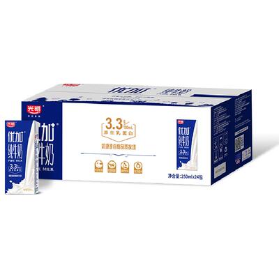 光明优加纯牛奶250ml×24盒×1组