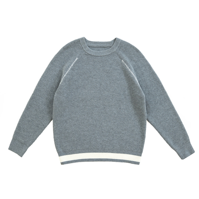 烦恼的Octopusl秋冬简约通勤圆领拼接毛衣宽松百搭保暖情侣长袖男