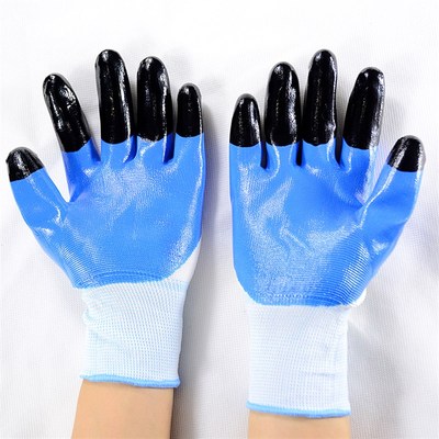 美罗迪 耐磨王尼龙透气防割劳保浸胶手套PVC挂胶防滑防护涂胶手套