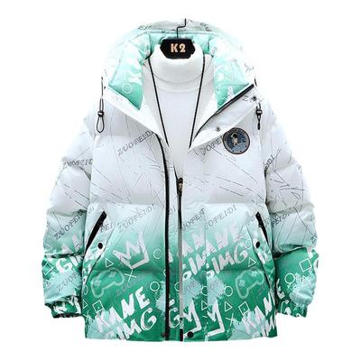 加厚青少年潮牌连帽短款羽绒棉服