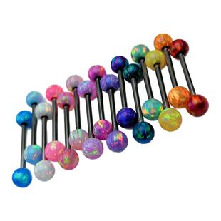 F-136钛合金乳钉16G澳宝欧泊OPAL潮流穿刺饰品可喝酒舌钉防过敏