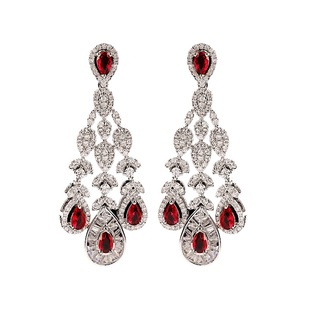 法国IDee盛世耳钉女时尚个性气质耳环轻奢小众设计潮流红宝石饰品