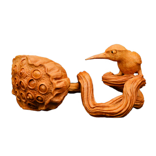 精品天然小叶黄杨木一路连科木雕摆件文玩收藏莲蓬创意工艺品送礼