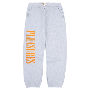 PLEASURES  竖版大LOGO字母刺绣卫裤男女同款高街背绒休闲长裤