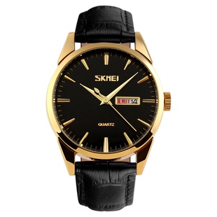 时刻美时尚男士石英手表男女士防水情侣腕表学生皮带男女表双日历