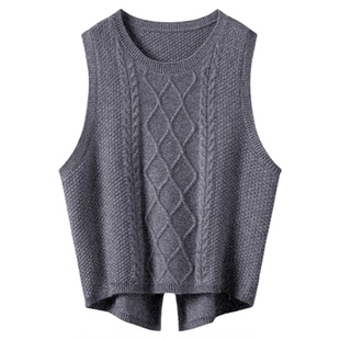 不是一般的篙质感！针织羊绒衫女马甲无袖后开叉纯羊绒打底衫