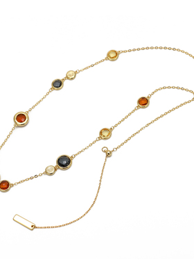 ZOXI美拉德奢华宝石毛衣项链女款