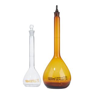 Labshark玻璃容量瓶湘玻透明棕色250/500/1000ml毫升定容定量瓶