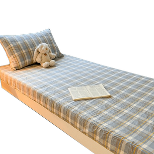 宿舍专用纯棉床笠单件90x190学生单人寝室全棉床单罩床垫套保护罩