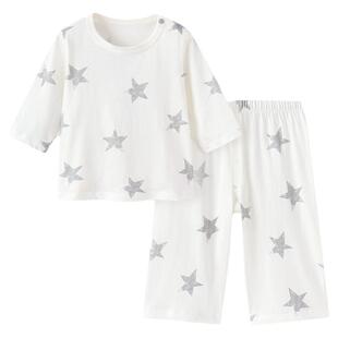 babylove【安心柔】宝宝家居服套装春夏季七分袖纯棉睡衣两件套