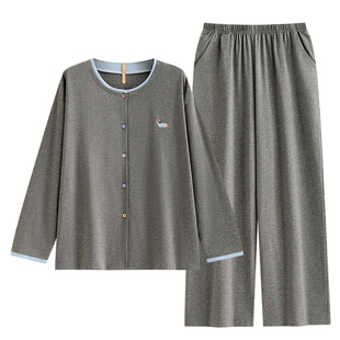 家乐芬睡衣女士春秋季纯棉长袖家居服大码休闲慵懒风圆领可爱小狗