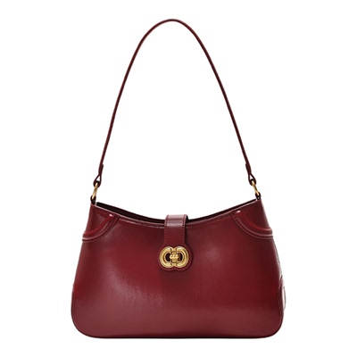 小众复古红色法棍腋下包单肩斜挎