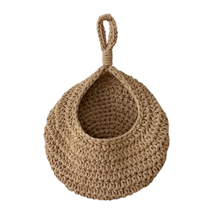 北欧ins手工编织布艺棉绳挂袋可挂式储物袋床头杂物墙挂式收纳袋