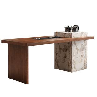 阳台小型茶桌烧水壶一体嵌入式家用小茶台2026新款高端实木泡茶几