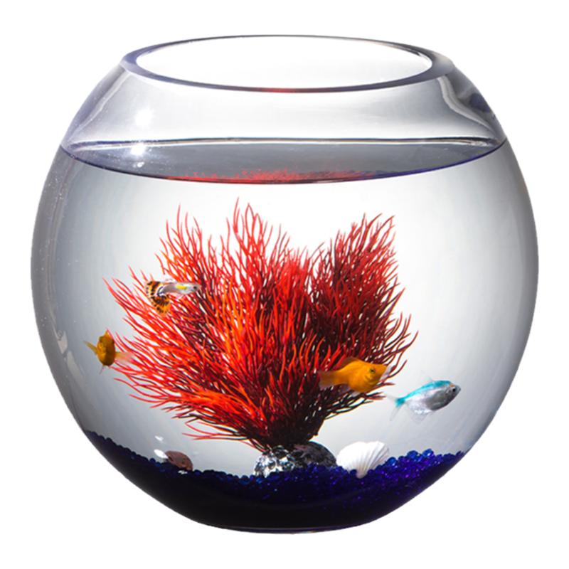 出口德國(guó)加厚玻璃魚缸圓形大號(hào) 創(chuàng)意魚缸水族箱烏龜缸金魚缸客廳