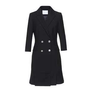 TieForHer Mano童瑶明星款 黑色西装连衣裙女 收腰显瘦通勤百搭款